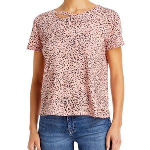 N:PHILANTHROPY  Harlow Animal Printed Distressed Tee Shirt Pink Leopard M